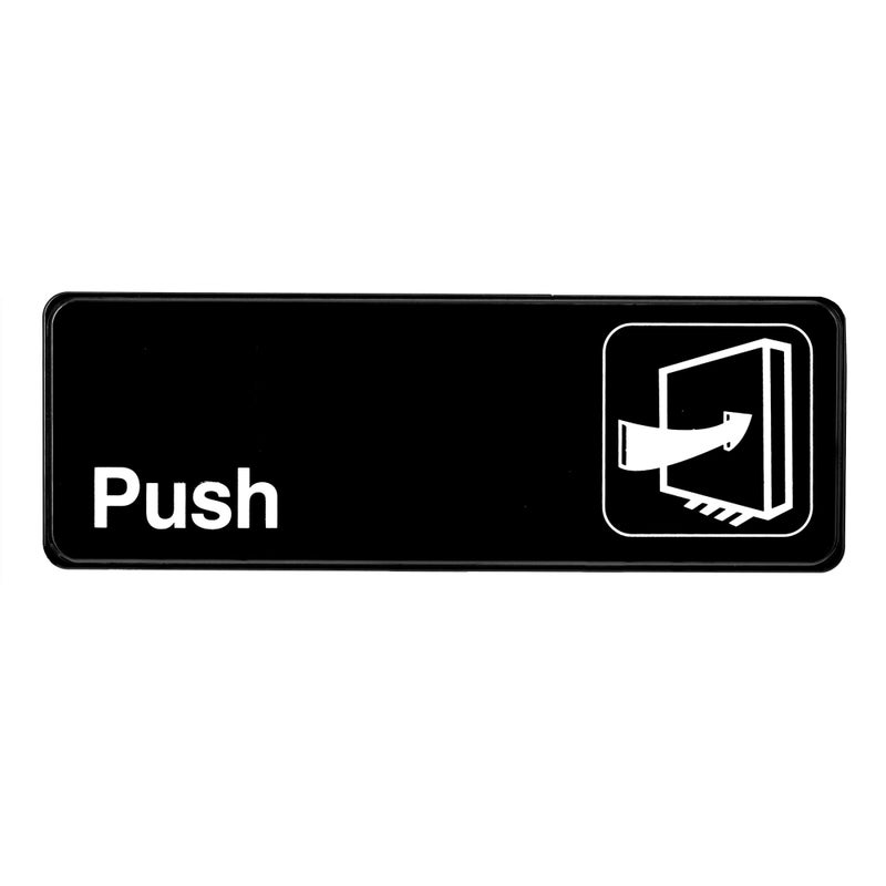 Alpine Industries Push Sign - Self Adhesive & Highly Visible Black Outdoor Wall/Door Placard w/White Text for Office, Business & Shop Exit & Entrance - Image 1